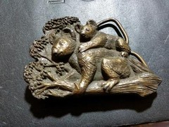 Bergamot Belt Buckle Koala Bear Mother and Baby 1979 w-144 USA brass