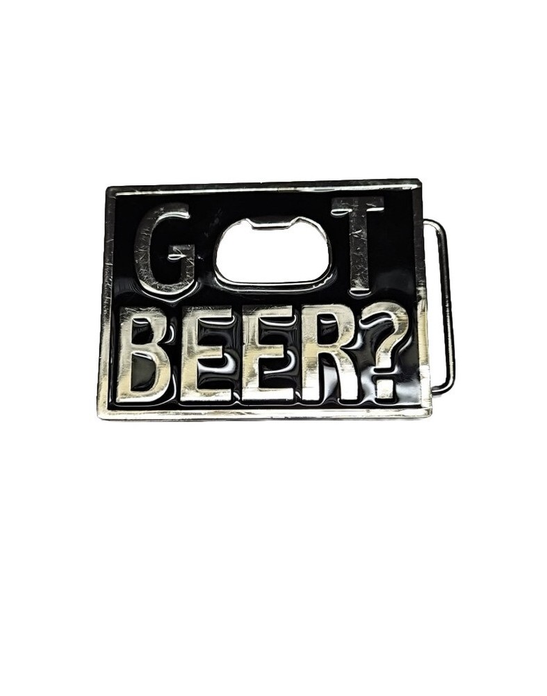 Got Beer? Beer Bottle Opener Rectangle Western Black Metal Novelty Belt Buckle