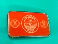Nra Member Hunter – Rare Orange & Bass Color Gun Rights Collectors Belt Buckle