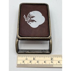 Vintage Delta Boll Weevil Belt Buckle Cotton Plant Brass Tone Rectangular