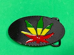 Cannabis Marijuana Pot Leaf Ganga Rasta Green Yellow Red Colors Belt Buckle