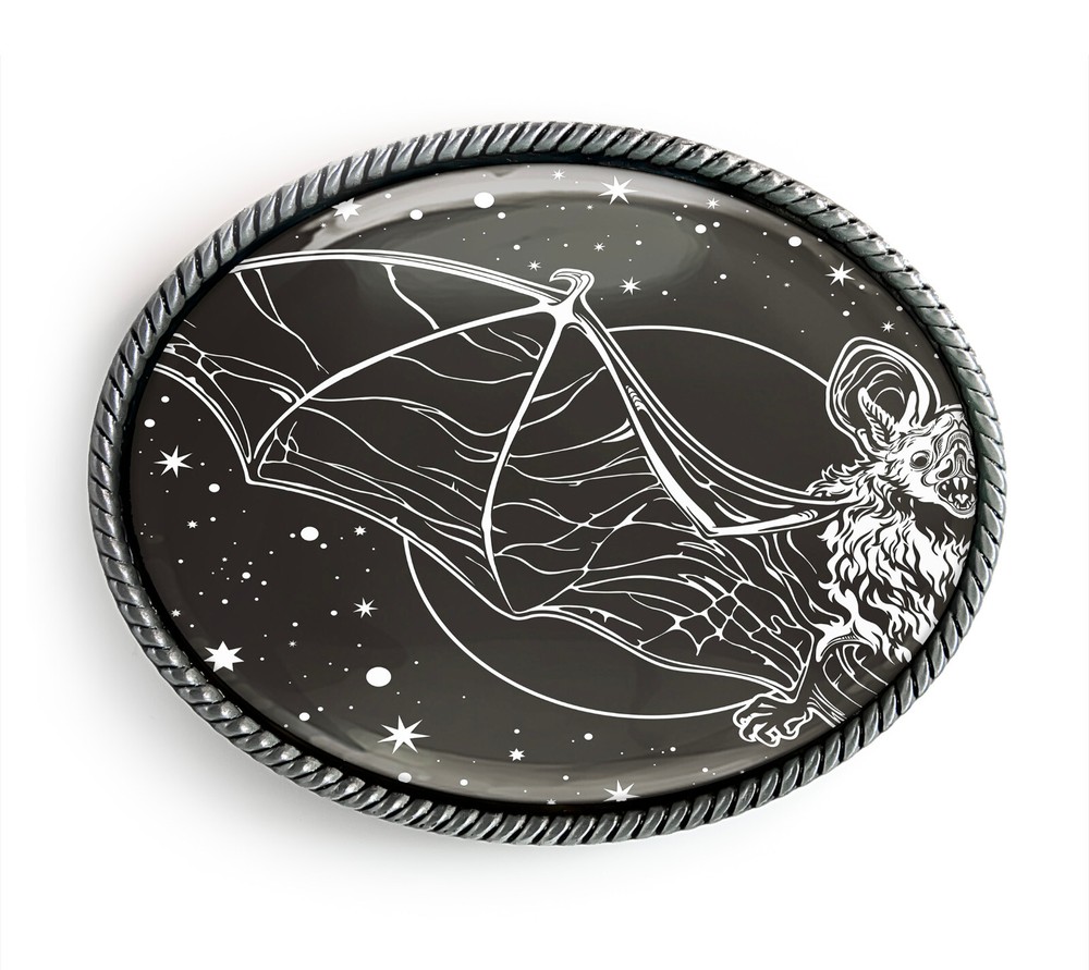 Bat Belt Buckle – Gothic Illustration Halloween Art Belt Buckle – 819