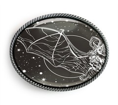 Bat Belt Buckle – Gothic Illustration Halloween Art Belt Buckle – 819