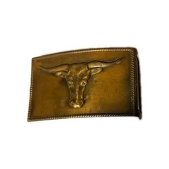 COPPER TONE BULL STEER HEAD BELT BUCKLE WESTERN VINTAGE
