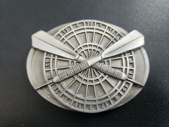 Darts & Dartboard PEWTER BELT BUCKLE Bergamot Brass Works 1980s Vtg