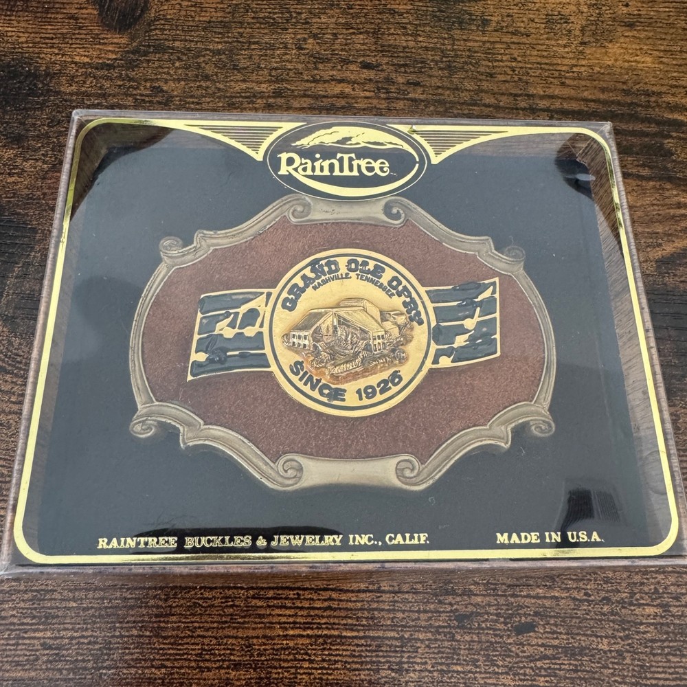Vintage Grand Ole Opry Brass Belt Buckle Nashville Tennessee Raintree Buckles