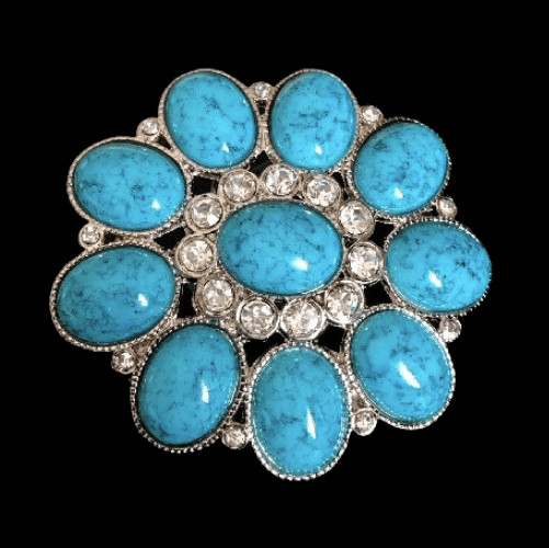 Western Country Women Blue Flower Belt Buckle Boucle De Ceinture