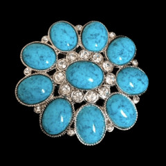 Western Country Women Blue Flower Belt Buckle Boucle De Ceinture