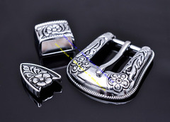 Western Style Engraved and Silver Plated Decorative Belt Buckle Fits 20mm Strap