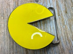 Pacman Maze Arcade Video Game Yellow Enameled 2010 by Namco Bandai Belt Buckle