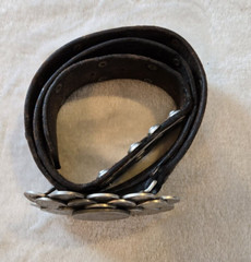 1976 HALF DOLLAR COIN AND NICKELS BELT BUCKLE HEAVY With Leather Belt