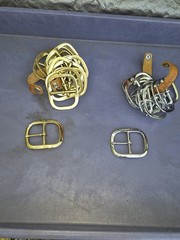 Lot of 21 (x9)CHROME FINISH & (x12)SOLID BRASS BELT BUCKLES FITS 1 »-1.25 »Belt