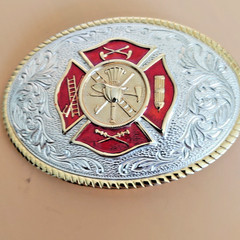 Aminco Heritage Collection Fireman&rsquo;s Belt Buckle Silver & 24K Gold Plated