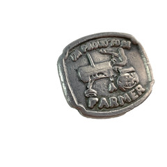 Vintage I&rsquo;m Proud To Be A Farmer Pewter Tractor Hand Cast Metal Belt Buckle