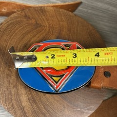 Vintage Superman Logo Oval Buckle GTO DC Comics with WILL Leather Goods Belt 38”