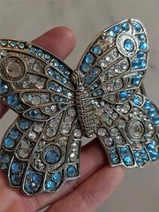 1990s vintage BUTTERFLY belt buckle RHINESTONE western STUDDED lisa frank y2k