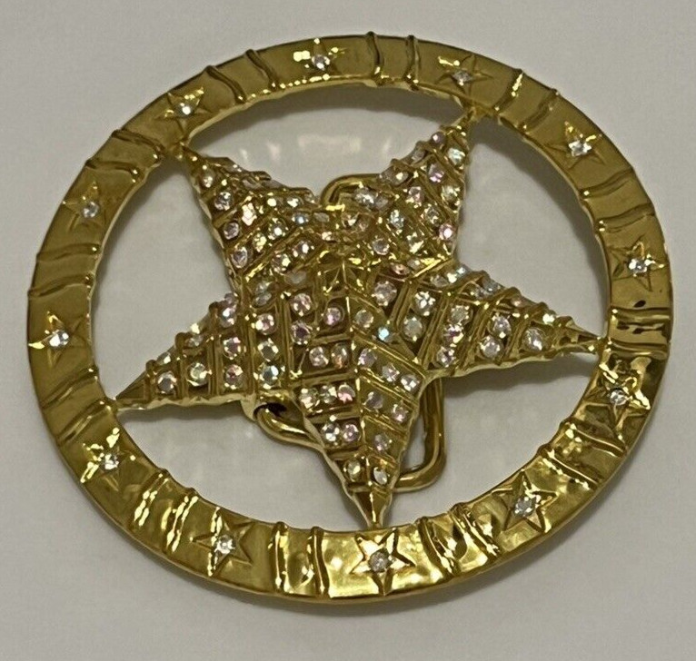 Star Belt Buckle Gold Sparkly Pentagram Emo Skater Wicca Gothic Punk Texas