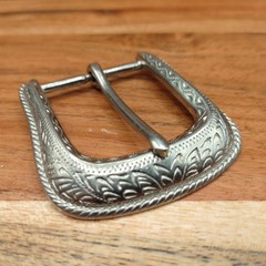 Western Textured Engraved Pattern Style Single Tongue Prong Cowboy Belt Buckle