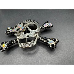 Pirate Skull Head Crossbones with Rhinestone Accent Gothic Punk Belt Buckle
