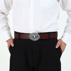 Gold Western Cowboy Belt Buckle Unisex Turquoise Cow Skull Belt Buckle NEW