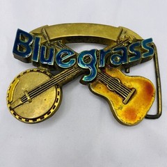 Vintage 1980 Solid Brass Baron Buckles Bluegrass Banjo & Guitar Mens Belt Buckle