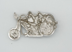 Sexy Biker Girl on Motorcycle Belt Buckle American Western Silver Vintage Buckle