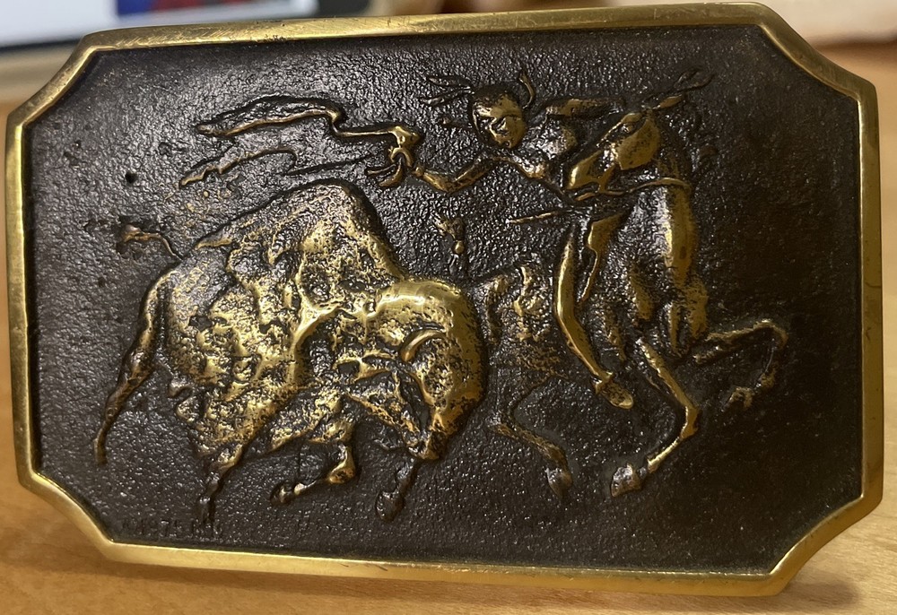 1975 American-Indian Numbered Collection Heritage Solid Brass Belt Buckle VTG
