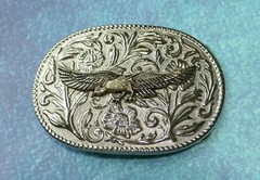 FLYING EAGLE Silver Tone Belt Buckle – NEW Filigree Spread Wings Soaring on Find