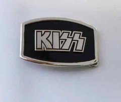 KISS Belt Buckle logo Chrome silver Gene Paul Ace Peter Zinc Alloy rock metal