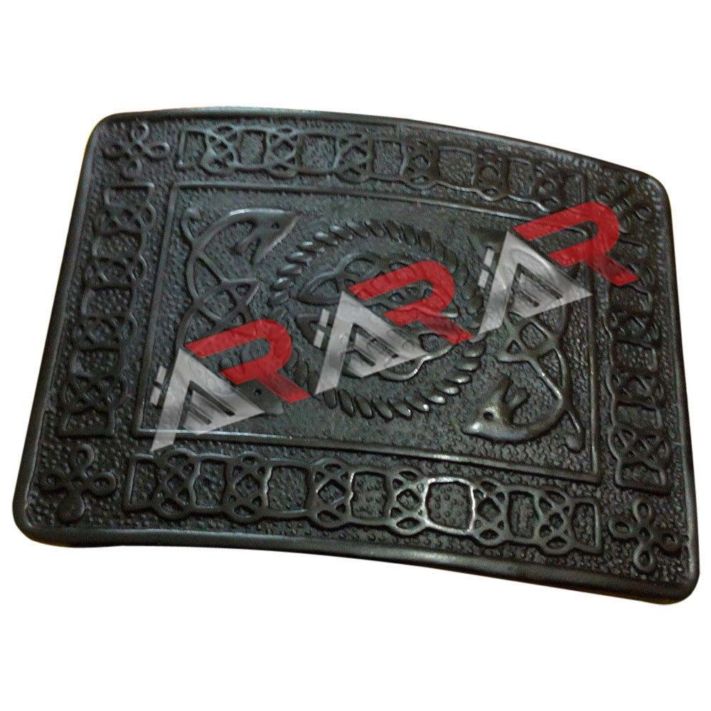 Scottish & Highland Kilt Belt Buckle Celtic Design D High Quality Black Finish
