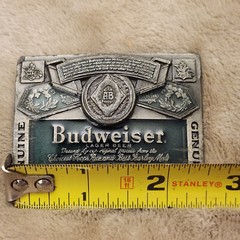 Vtg Indiana Metal Craft Anheiser Busch Budweiser Beer Enamel Belt Buckle BB27