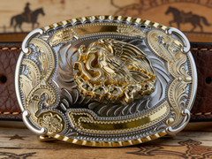 Mexican Eagle Belt Buckle Western Gold Silver Tone Hebilla Mexicana Cowboy Men