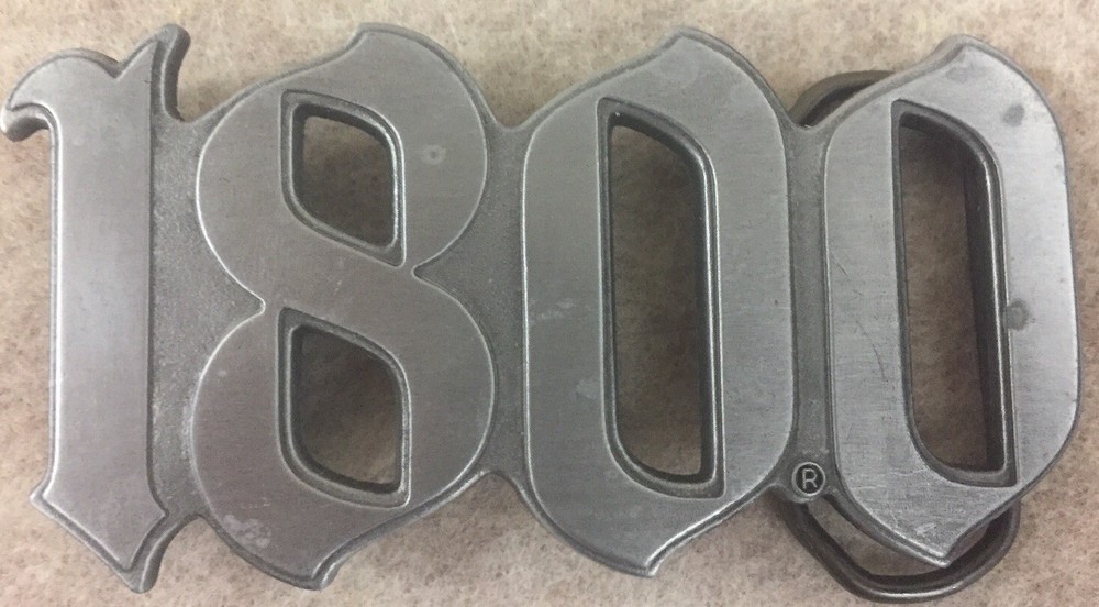 1800 Tequila Liquor Silver Tone Belt Buckle Has damage Alcohol Advertising