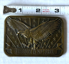 American Eagle Freedom Is Not Free Men&rsquo;s Belt Buckle Patriotic Brass Color Metal