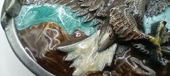 Vtg. Bald Eagle Belt Buckle 1984 Bergamot Brass Works W146 Colorful Laquer USA