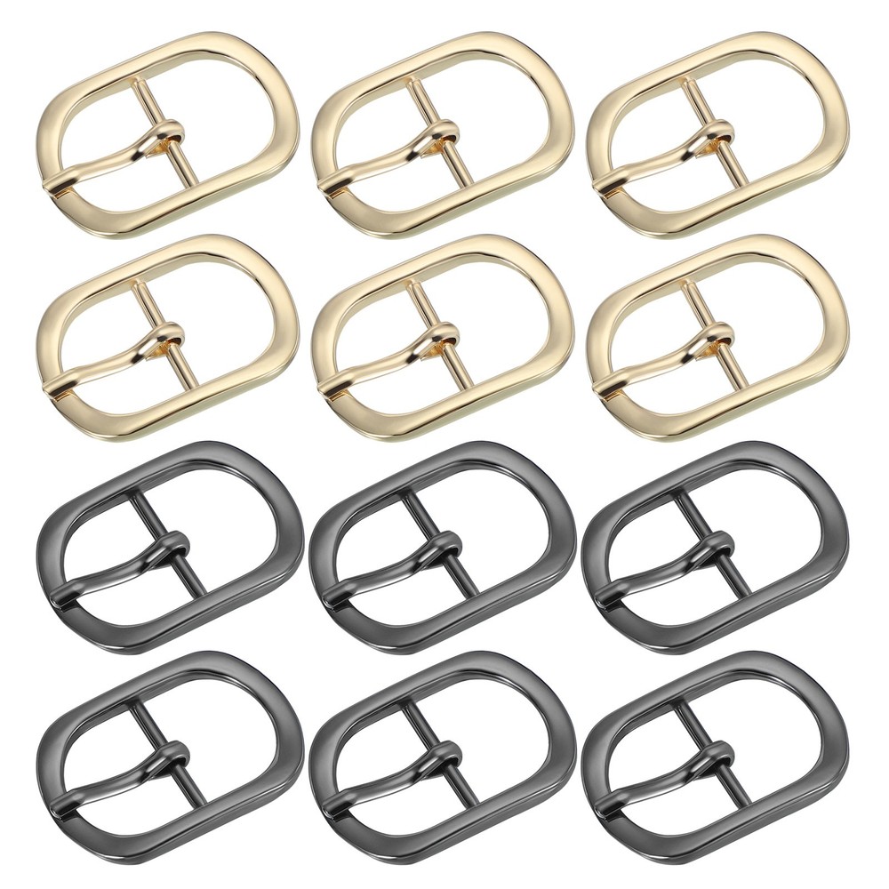 12Pcs 1&Prime; Single Prong Metal Roller Pin Belt Buckles Light Gold/Black