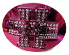 BOYZ 11 MEN BY WASHED UP HOLLYWOOD FUCHSIA WITH CRYSTALS 1½” OVAL BELT BUCKLE