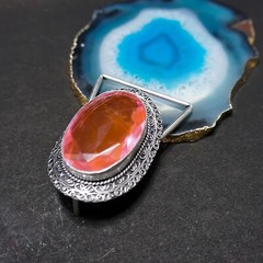 Pink Kunzite Faceted Gemstone Handmade 925 Sterling Silver Vintage Belt Buckle