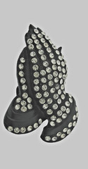 Praying Hands Belt Buckles New Men Women Black Metal Iced Blinged Style Cowgirl