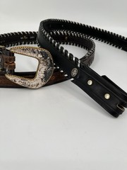 Circle Y Silver Laces Belt Lot 2 Straps 1 Crumrine Buckle Interchangeable