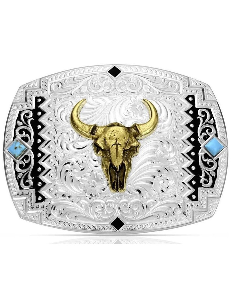 Montana Silversmiths Men&rsquo;s Men'S Southwest Scroll Buckle With Buffalo Skull