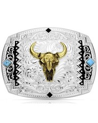 Montana Silversmiths Men&rsquo;s Men'S Southwest Scroll Buckle With Buffalo Skull