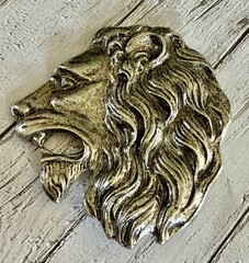 Vintage Silver Tone Gothic Medieval LARP Buckle for Belt Lion Head Roaring