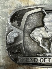 Heavily Wore Made In USA 1990 End Of The Trail Pewter Belt Buckle C&J INC.#1458