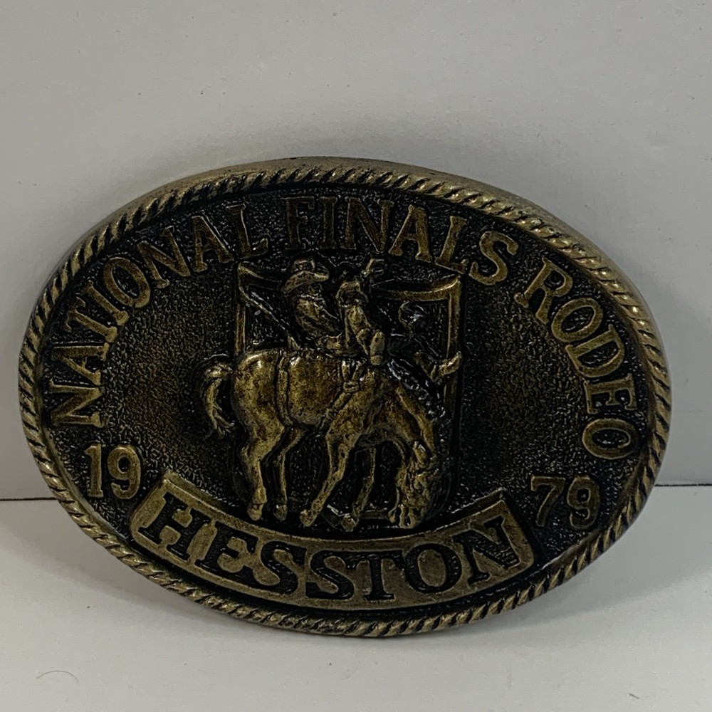 National Finals Rodeo Hesston 1979 NFR Belt Buckle -Brass (5th Edition) Bronco
