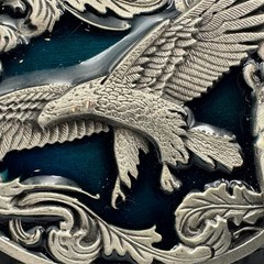 Vintage 1995 Siskiyou Buckle Co Eagle Pewter Belt Buckle Blue Enamel A-2 USA
