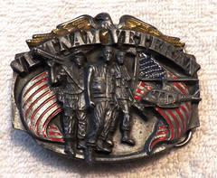 VINTAGE BELT BUCKLE HONOR VIETNAM VETERANS FORGOTTEN WARRIOR 1989 SISKIYOU BB14