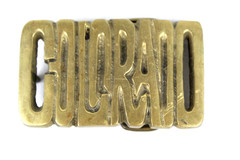Vintage Colorado Spell Out Brass Belt Buckle State Made in Taiwan