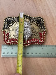 Western Buckle Gold Silver Red Black Red Horse Cowboy Buckle 2 » Hebilla Vaquero