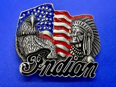 Native American Indian Commemorative Cutout New Belt Buckle – Eagle & USA Flag